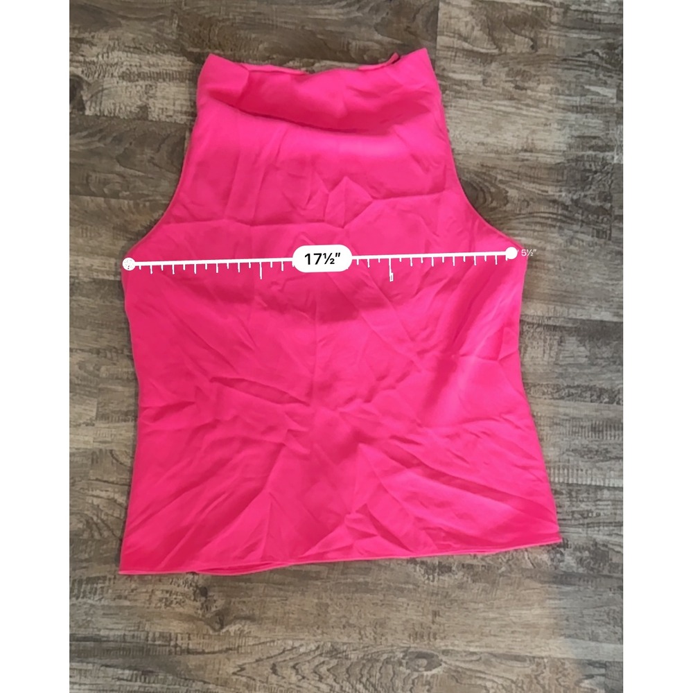 Amanda Uprichard Hot Pink Cowl Neck Halter Top XL – Draped Open Back Blouse - Picture 7 of 8